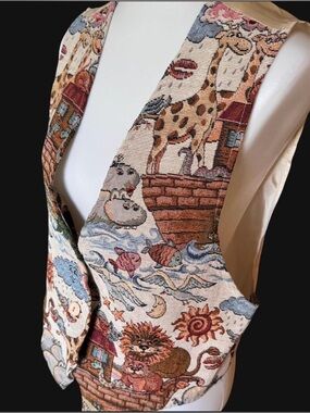 Vintage 1980’s Facets Noah's Ark Tapestry Vest